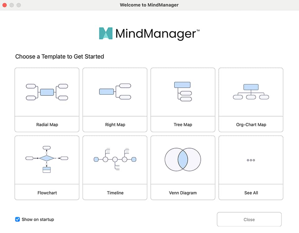 Begin building mind maps, flowcharts, and more