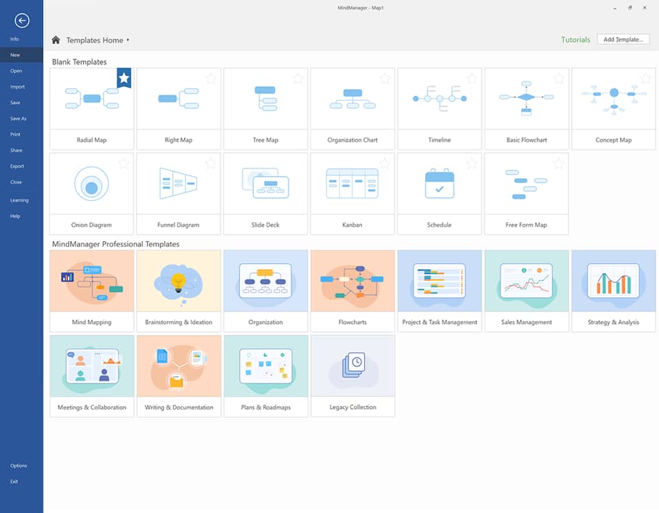 Begin building mind maps, flowcharts, and more