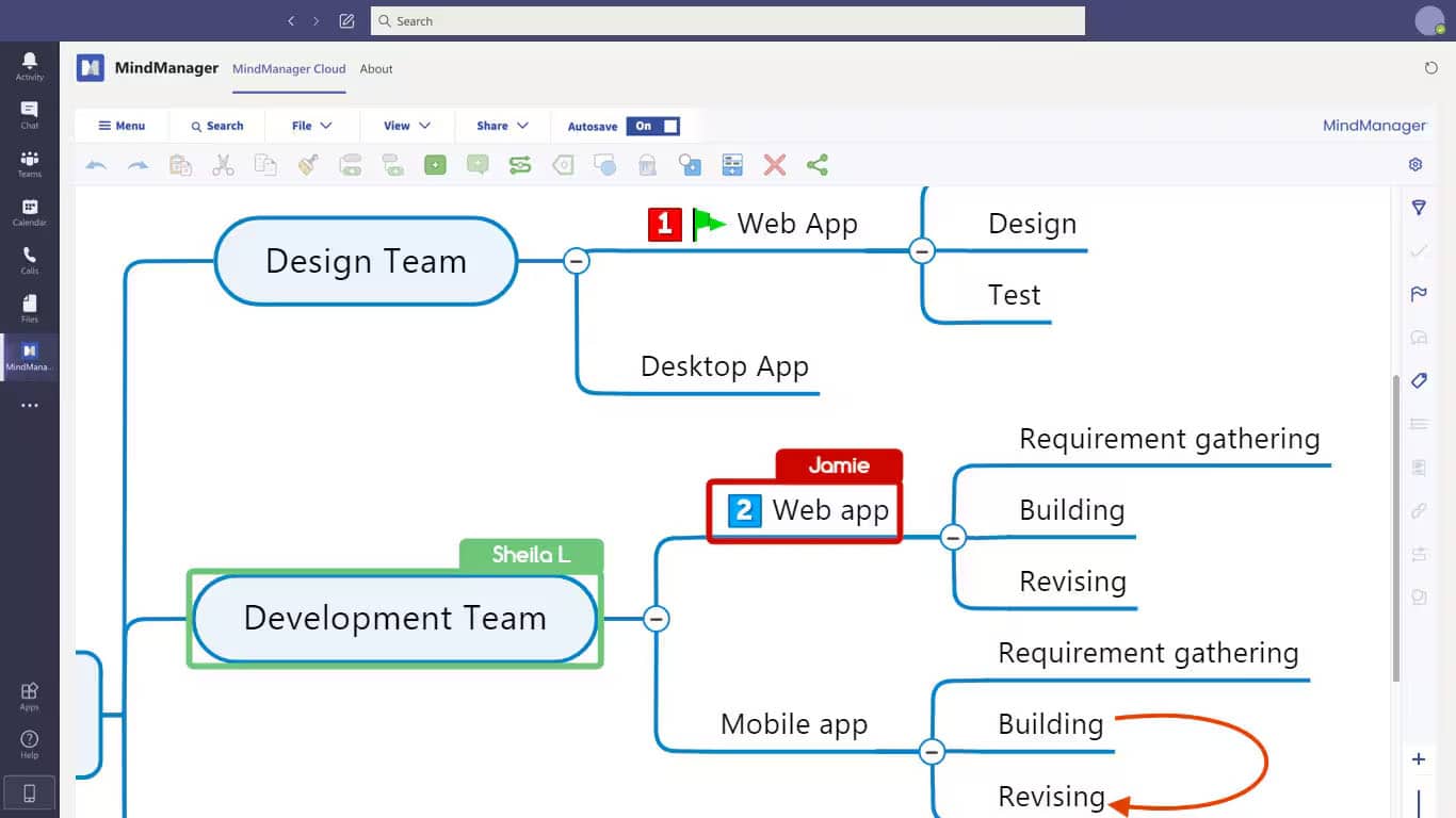 Collaborer et communiquer avec MindManager pour Microsoft Teams