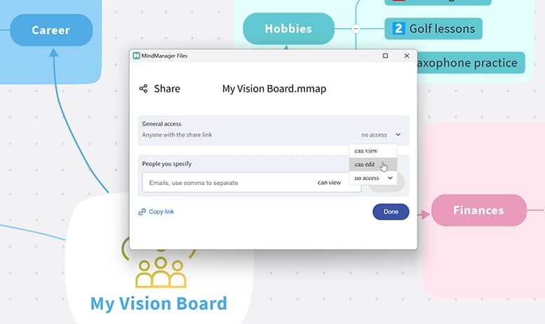 Share, display, or print your board