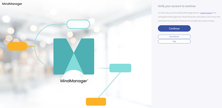 In MindManager, click Continue