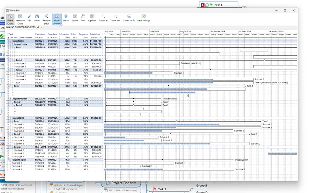 Add tasks, resourcing, costing and more to your project